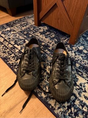 P.F. Flyers Black Leather Low-Top Sneakers